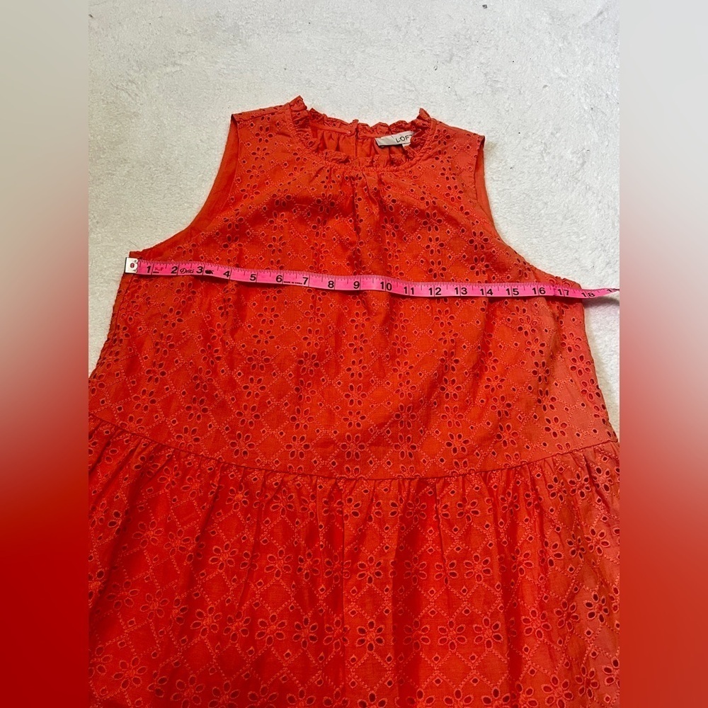 LOFT NWT Coral Eyelet Lace Peplum Tank Top - Small - Picture 3 of 11